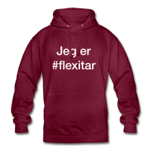 Flexitar - hashtag som tryk på t-shirt - #flexitar