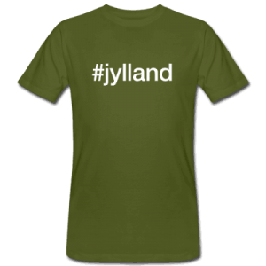 Jylland - hashtag som tryk på t-shirt - #jylland
