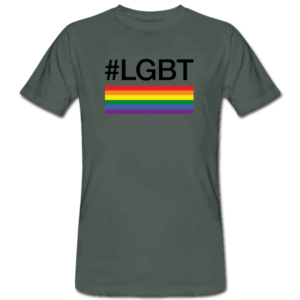 LGBT+ med regnbueflag - hashtag som tryk på t-shirt - #LGBT