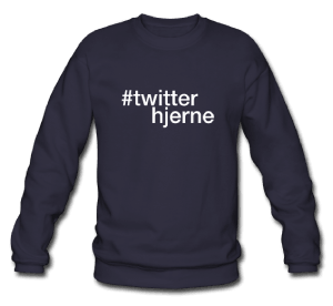 Twitterhjerne - hashtag som tryk på t-shirt - #twitterhjerne